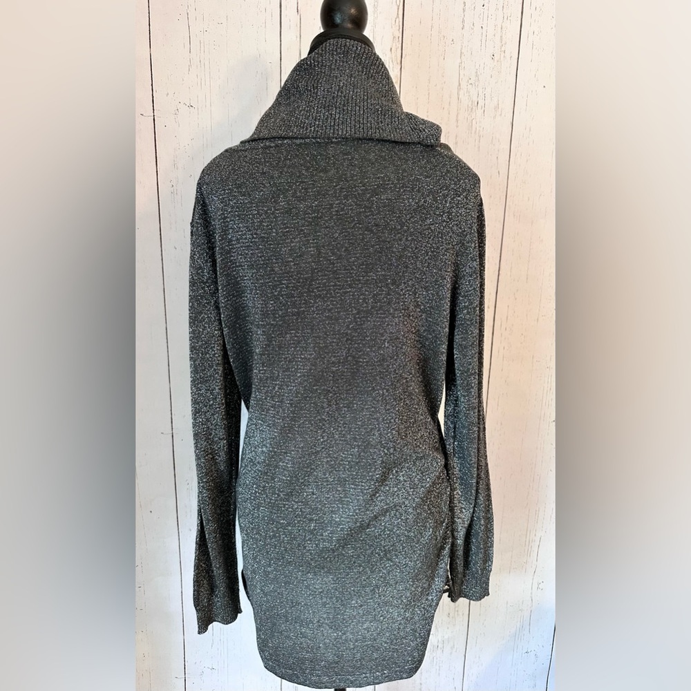 MICHAEL Michael Kors Metalic Black & Silver Cowl Neck Women’s Sweater Size XL - Picture 3 of 12